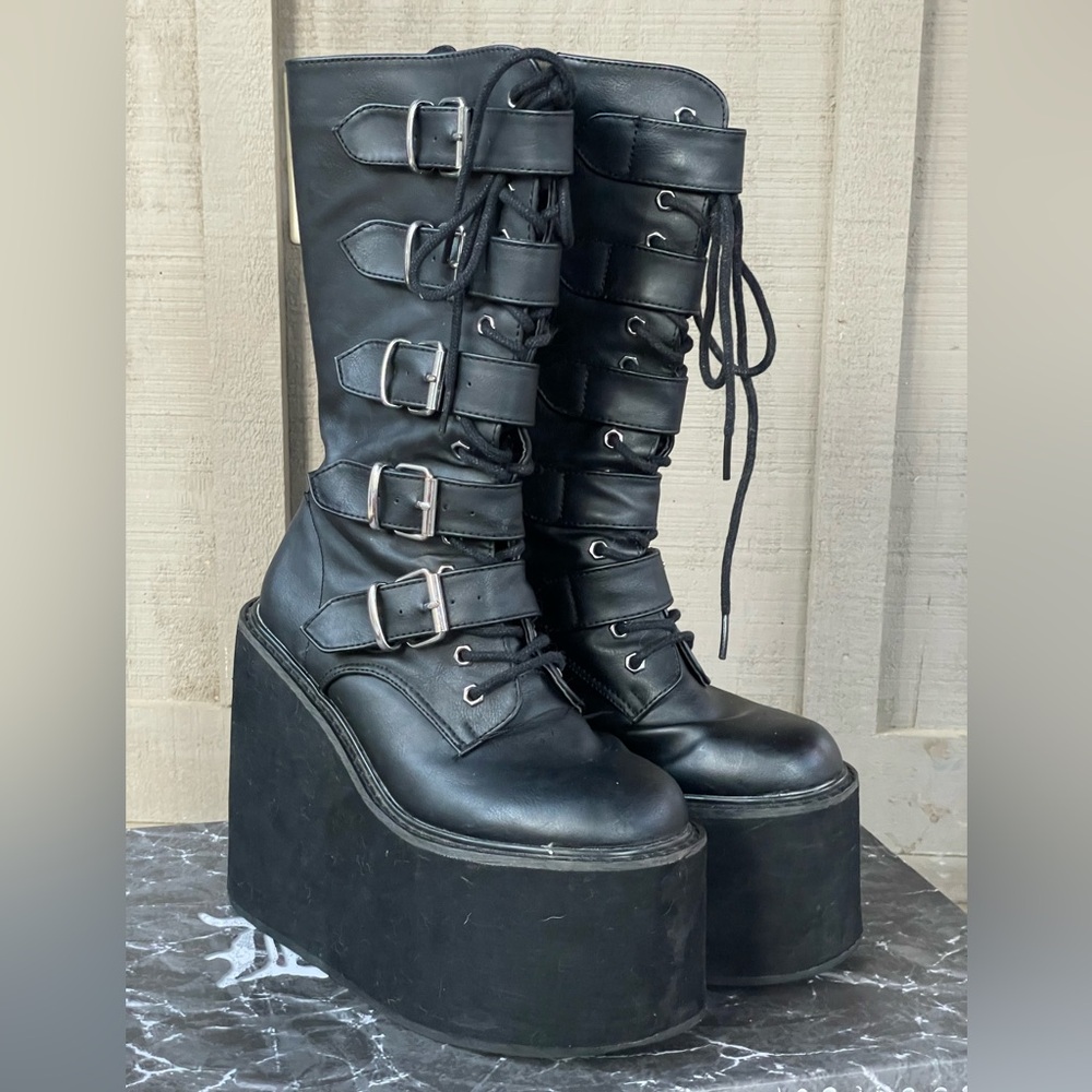Demonia Swing 22 Vegan Leather Platform Boots - image 1
